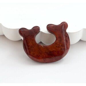 Solid Wood Mahogany Whale Shaped Shiny Sealed Vintage Brooch Pin